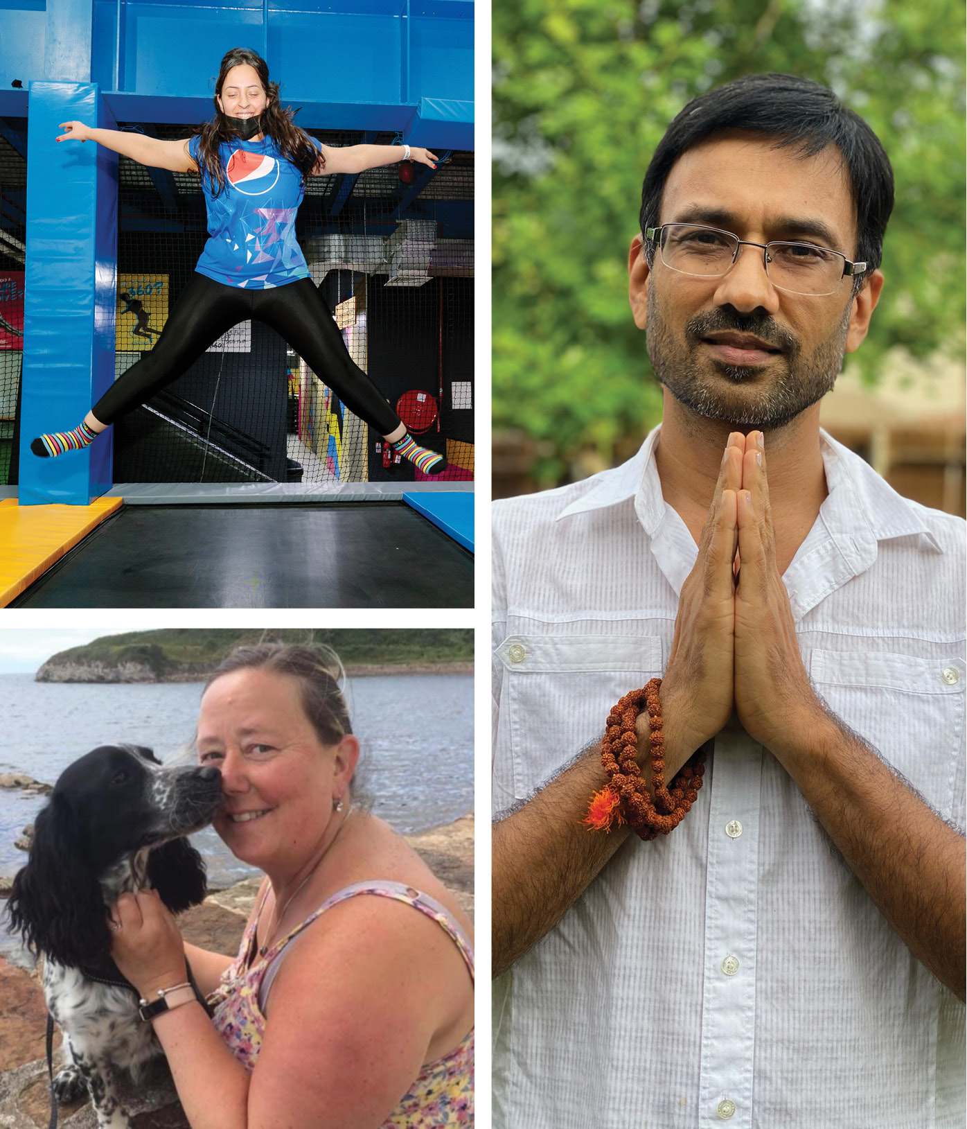 A collage of Amanda, Heer, and Vinay who are all featured in the story. | Mental Health